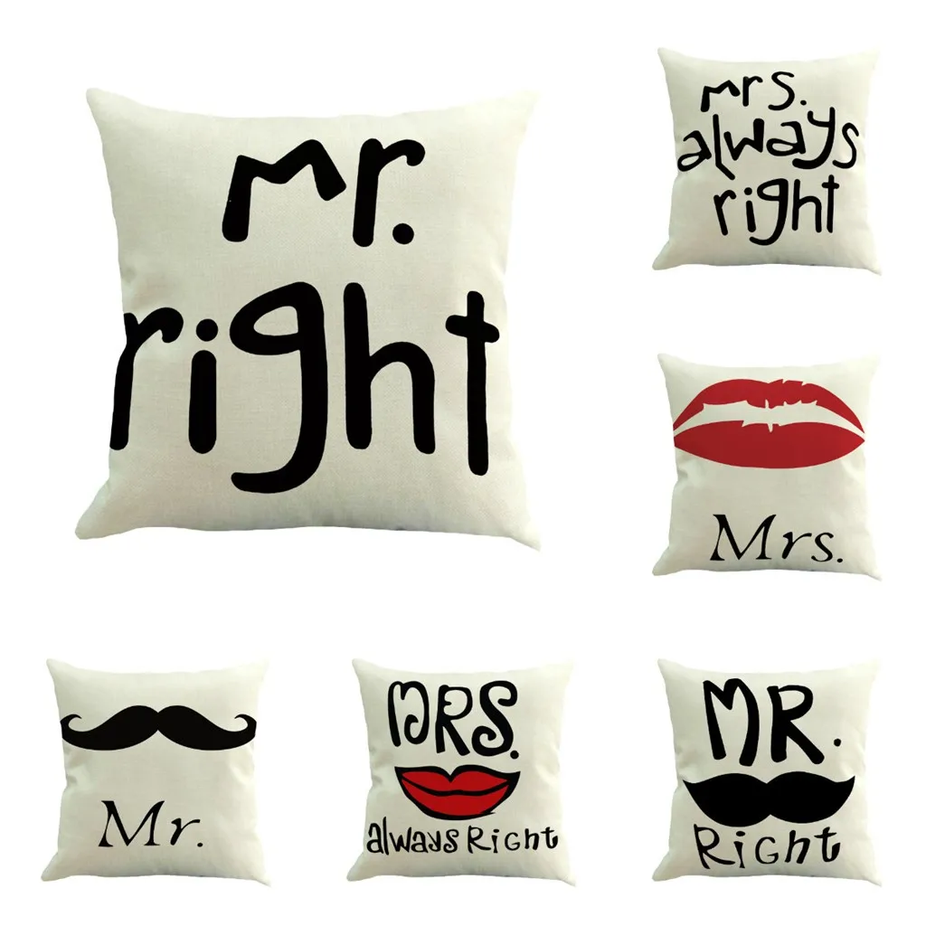Mr Right печать наволочка полиэстер Домашний квадратный белый цвет отель и дом