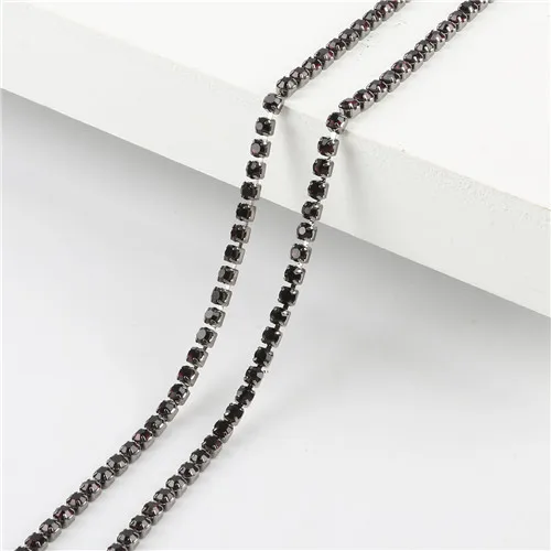 Black Purple 10 м 23 Цвет Пришивные с клеем на 2/2. 5/2. 8/3 мм стразы с плоской задней частью цепи для рукоделия artesanato шитья одежды Декор Аксессуары - Цвет: Black Purple