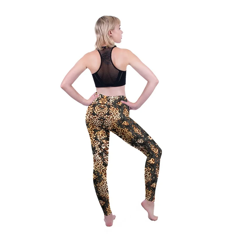 Женские винтажные леггинсы WPCZQVZA эластичные облегающие с леопардовым принтом для