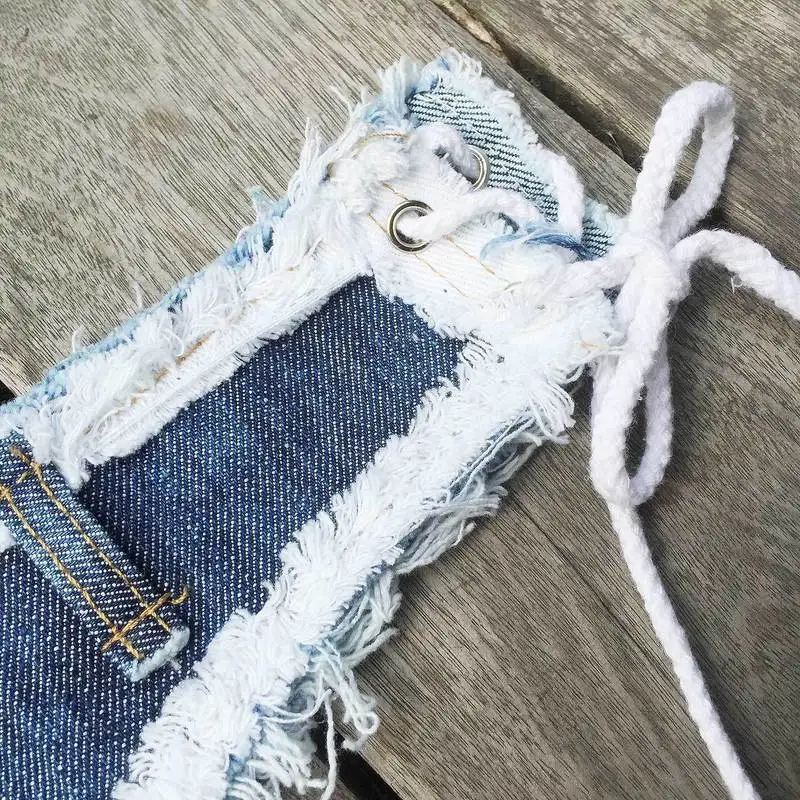 

Summer Women's Sexy Low Waist Mini Hot Denim Shorts Beach Bandage Shorts Clubwear