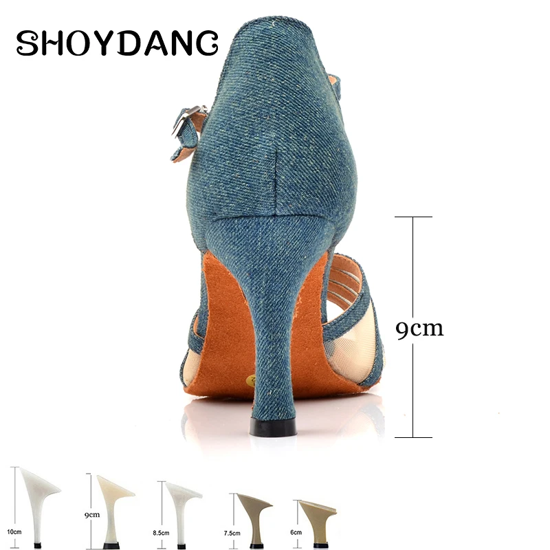 SHOYDANC Sneakers Dance Shoes Denim And Mesh Blue Latin Women's Soft Bottom Salsa Tango Ballroom 5033 | Спорт и развлечения