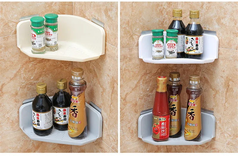 Suction Cup Corner Shower Shelf Bathroom Shampoo Shower Shelf Holder Kitchen Storage Rack Organizer Gargle Case Wall Mounted