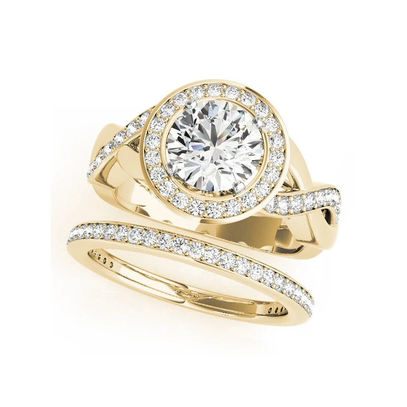 QYI Женское Обручальное Кольцо Halo наборы 1ct круглое кольцо SONA камень ювелирные