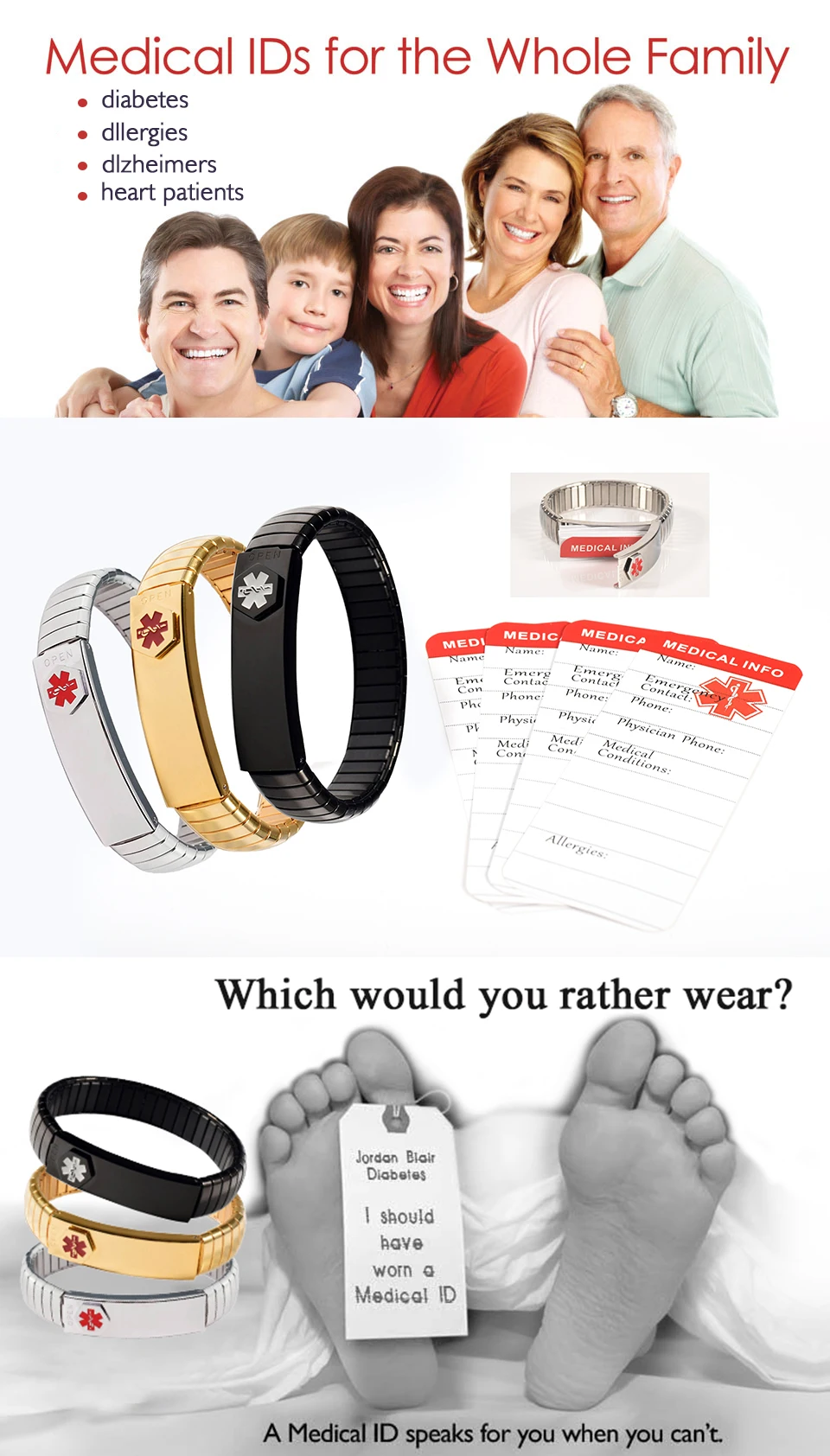 Wollet Jewelry ID Bangle Elastic Stainless Steel Medical Alert Bracelet for Men Women Personalised Customized Medical Card