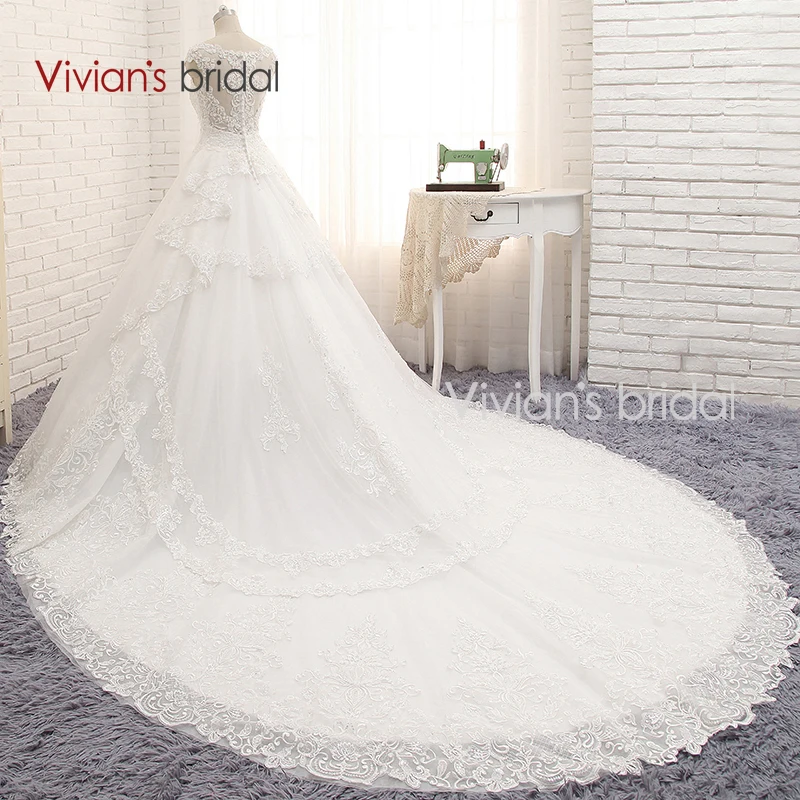 Свадебное платье Vivian's Bridal с v образным вырезом без рукавов ТРАПЕЦИЕВИДНОЕ