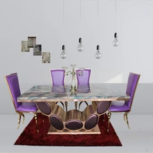 Высококачественный обеденный стол с мрамором 7 шт. 6 стульев|set table