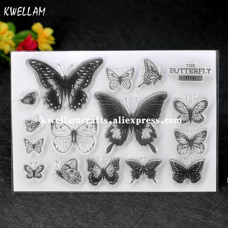 THE BUTTERFLY COLLECTION Scrapbook DIY photo cards account rubber stamp clear transparent 11x16cm 7063028 | Дом и сад