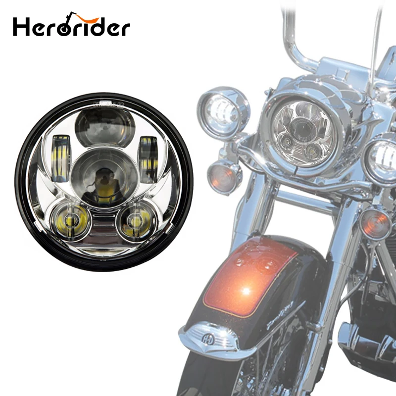 

Herorider Motorcycle 5 3/4" Headlight LED h4 High low beam 5.75'' Led Moto Headlight Projector Lens hi low For harley