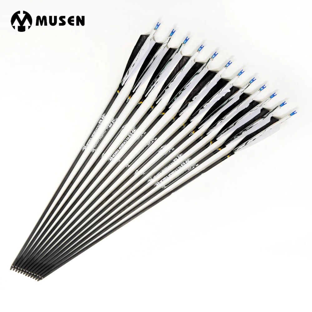 Стрелы карбоновые с перьями индейки диаметр 7 5 мм|archery hunting arrows|carbon arrowhunting arrow |