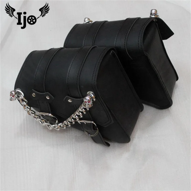 Black Synthetic PU Leather Left Side Motorcycle Saddle Bags For Harley Sportster XL 883 1200 Motor Saddlebag D25 | Автомобили и