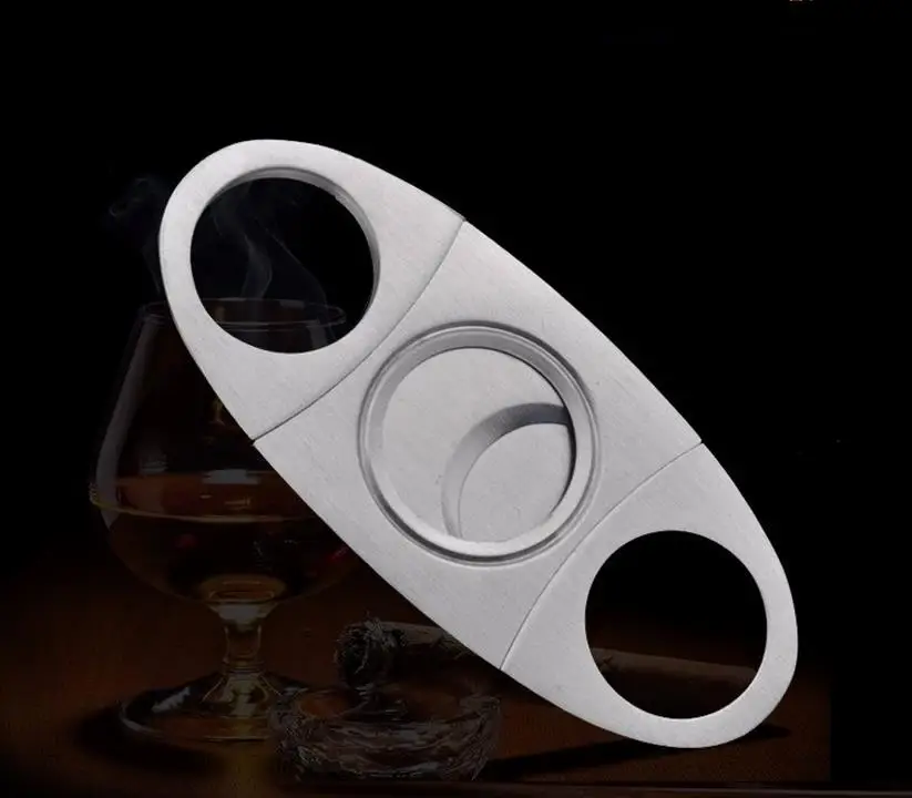 

100pcs/lots Free Shipping Stainless Steel Double Blade Cigar Cutter Scissors Plastic Handle Portable Tool