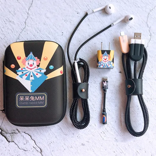 Забавный мультяшный usb-кабель протектор для наушников с кабельным Стикеры для намотки спиральный usb-шнур с зарядным устройством для iphone 5 6 7 8 Разъем XR - Цвет: Style 2