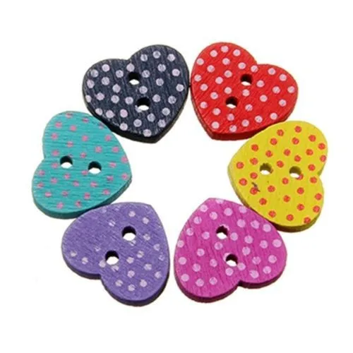 50Pcs Random Mixed Wood Sewing Buttons Scrapbooking Painted Dot Lovely Heart Hot XP0084 | Дом и сад