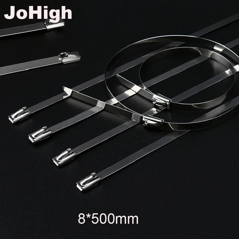 

JoHigh 100pcs/lot 8mm x 500mm 7.9mm Width 500mm length Cable Ties Reusable