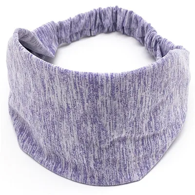 Lt Purple Однотонная широкая Лоскутная хлопковая спортивная повязка для головы для женщин взрослых Модная Повседневная Эластичная повязка на волосы "тюрбан" головные уборы аксессуары для волос - Цвет: Lt Purple