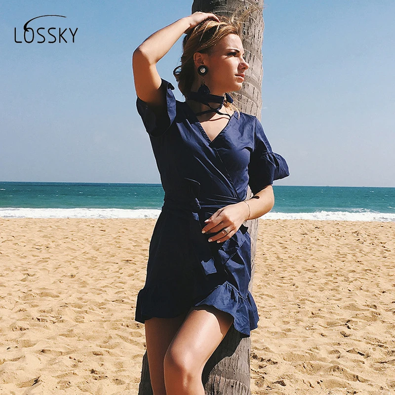 Vestido мини Vestidos Империя De Fiesta Limited однотонные короткие женское платье 2018 курорт v