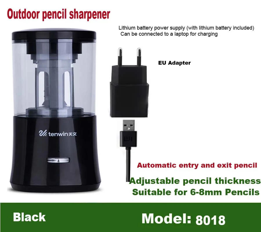 8018-Black-EU Новая электрическая точилка для карандашей Sacapuntas, электронная настольная, для школы, офиса, дома, автоматическая точилка для карандашей 8004 - Цвет: 8018-Black-EU