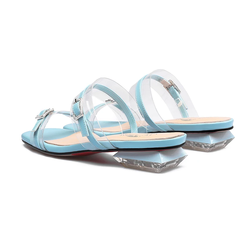 Женские прозрачные Шлепанцы из ПВХ на низком каблуке | Обувь