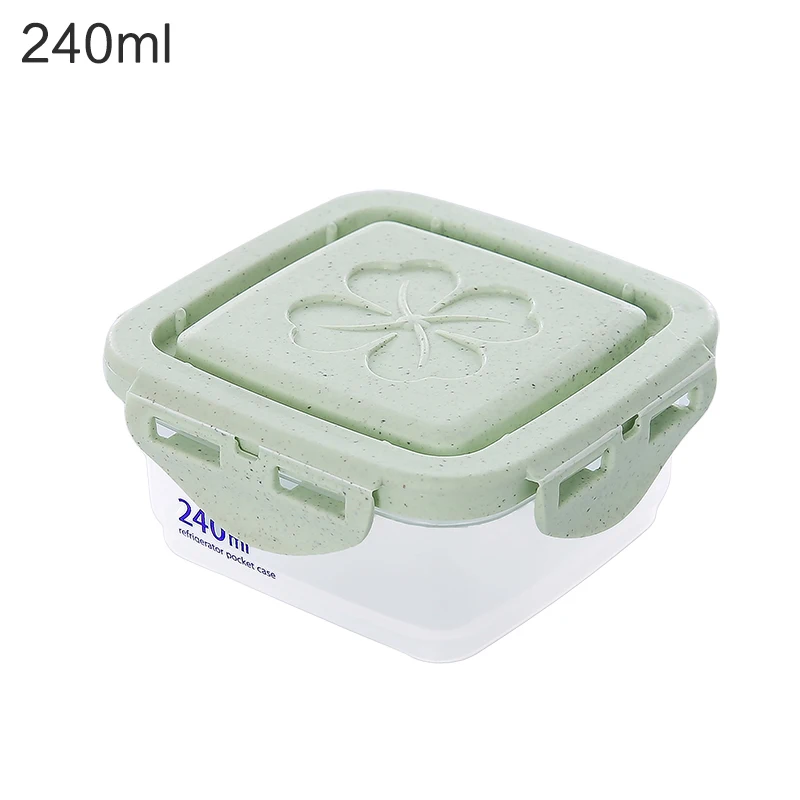 Green 240ml 4 размера прозрачный Кухня холодильник для хранения пластиковая коробка для органайзера для специй Закрытая банка с крышкой фасоли гайка зерна Еда контейнер для хранения - Цвет: Green 240ml