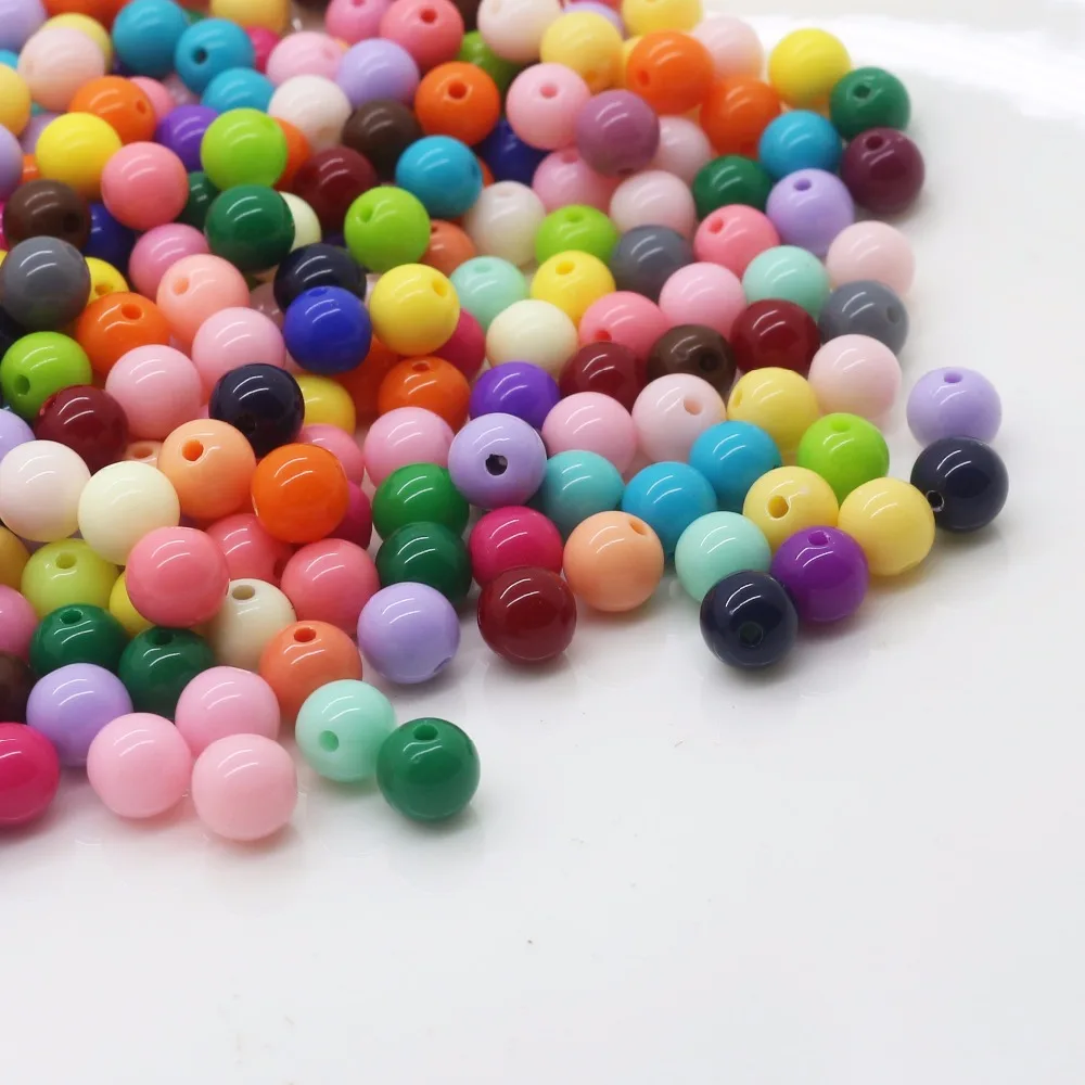 7mm round Color 100pcs Cheap Hot Acrylic Beads Fits for Handmade DIY Necklace Bracelet Jewelry Making Wholesale Hole: 1mm | Украшения и