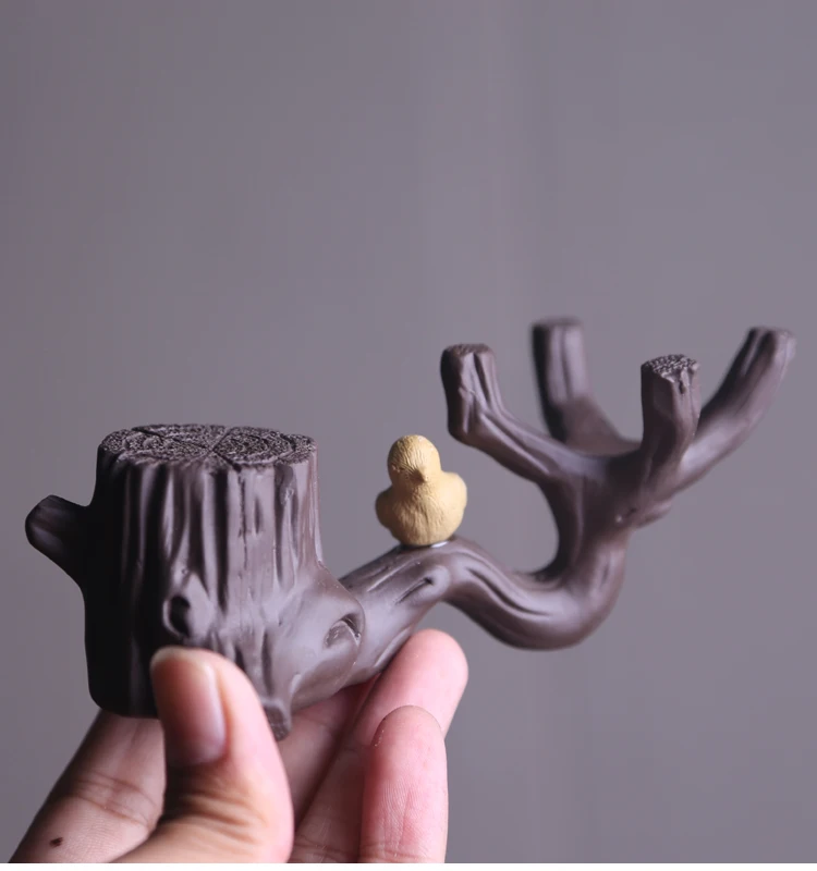 Креативный бутик фиолетовая глина yixing Tree Stump tea Pet ручной работы мини Magpie фигурка птицы Обои для рабочего стола винтажный домашний декор