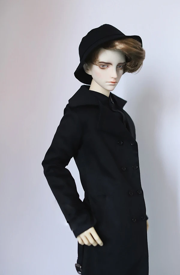 Черное двубортное пальто BJD с поясом подходит для куклы 1/3 1/4 SD17 SSDF аксессуары