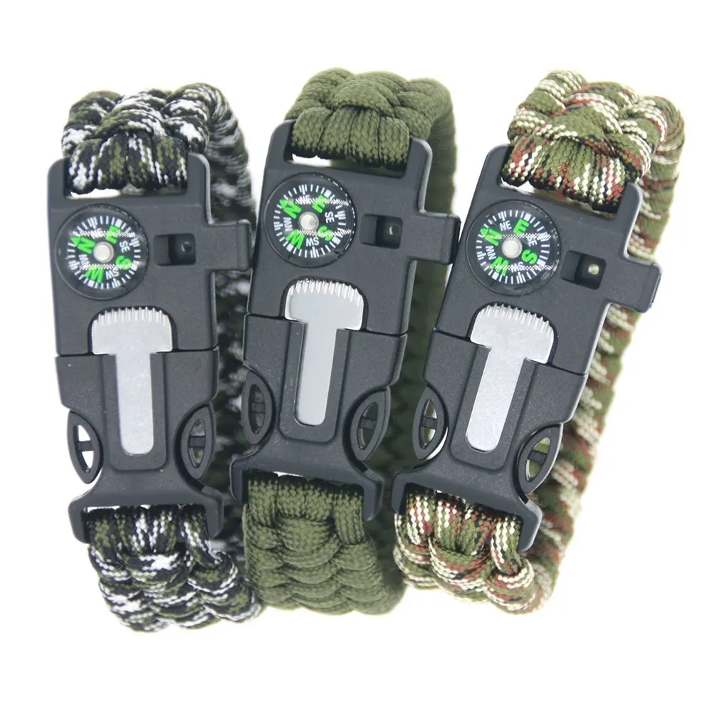 Paracord веревку 550 выживания Наборы парашют браслет Спасения Браслет свисток Компас Открытый инструменты выживания кемпинг