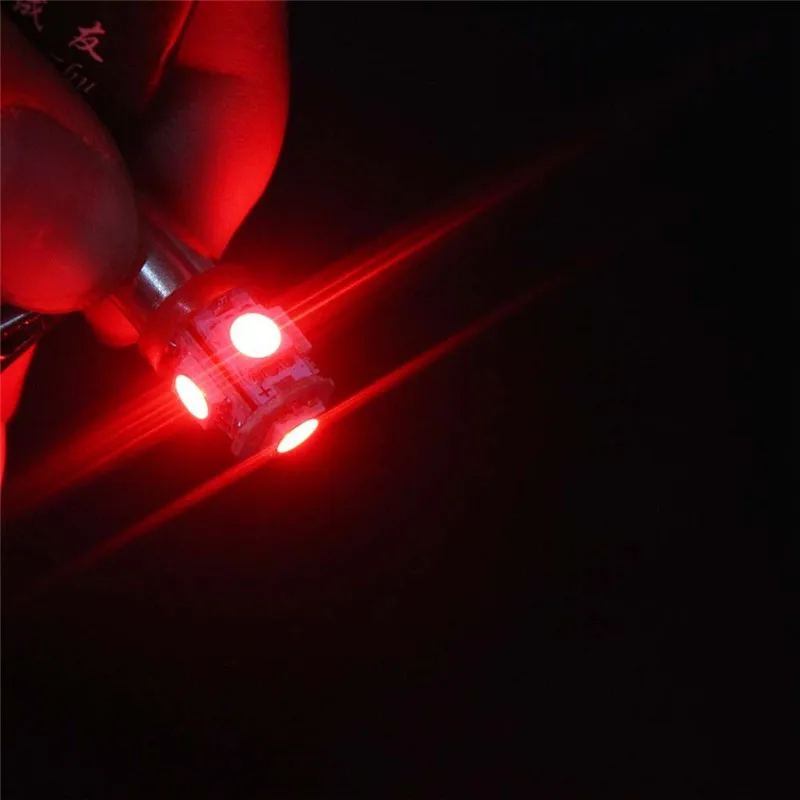 Лейтес 100 шт. BA9S 5050 5SMD 1,2 W 6500K 70LM 12V лампа прибора Автомобильный светодиодный Подсветка регистрационного номера 2v светодиодный штык лампы