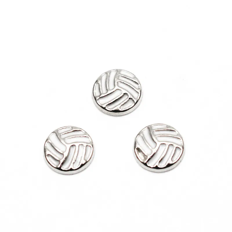 Оптовая продажа 20 шт./лот металл эмаль белый волейбол плавающие шармы для
