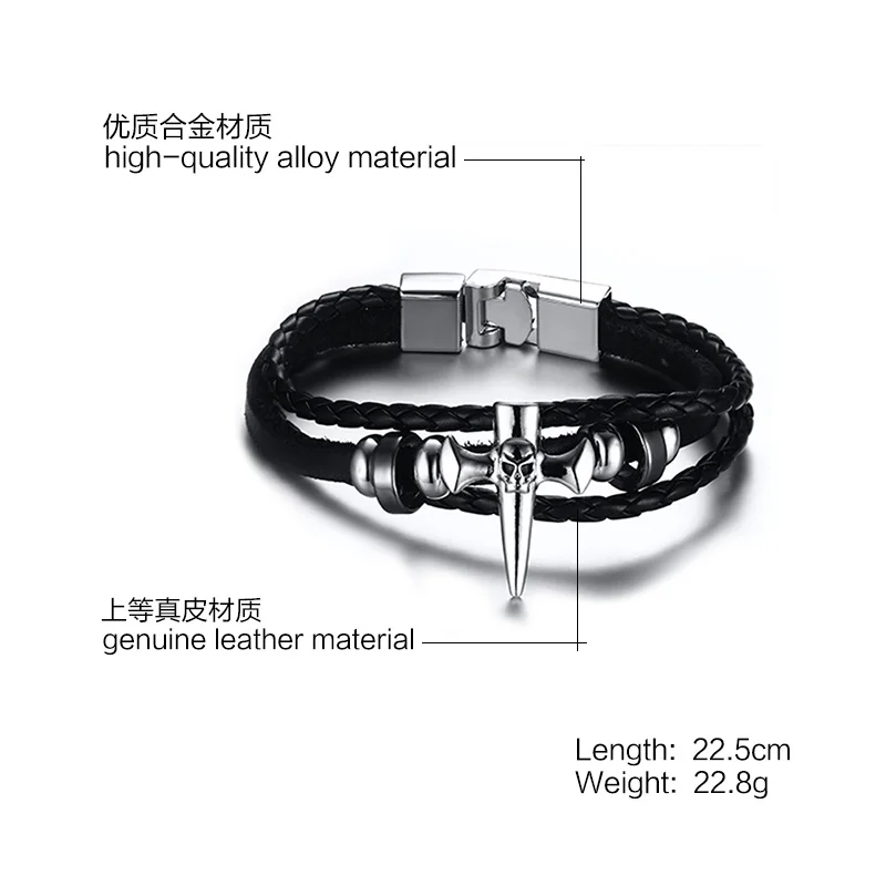 

2020 Original Punk Rock Fashion Gothic Style Cross Skull Leather Bracelet buckle belt Leather Bangles for Women Men pulseira