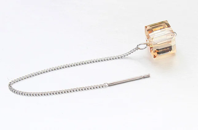 

Trending Styles Genuine Cube Crystals From Swarovski Long Earrings Fashion Jewelry Pendientes 2018 Earings Women Accessories