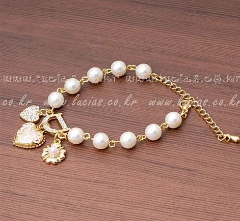 Женский винтажный браслет с жемчугом цепочкой в виде сердца BK-01 хит продаж 2015 |