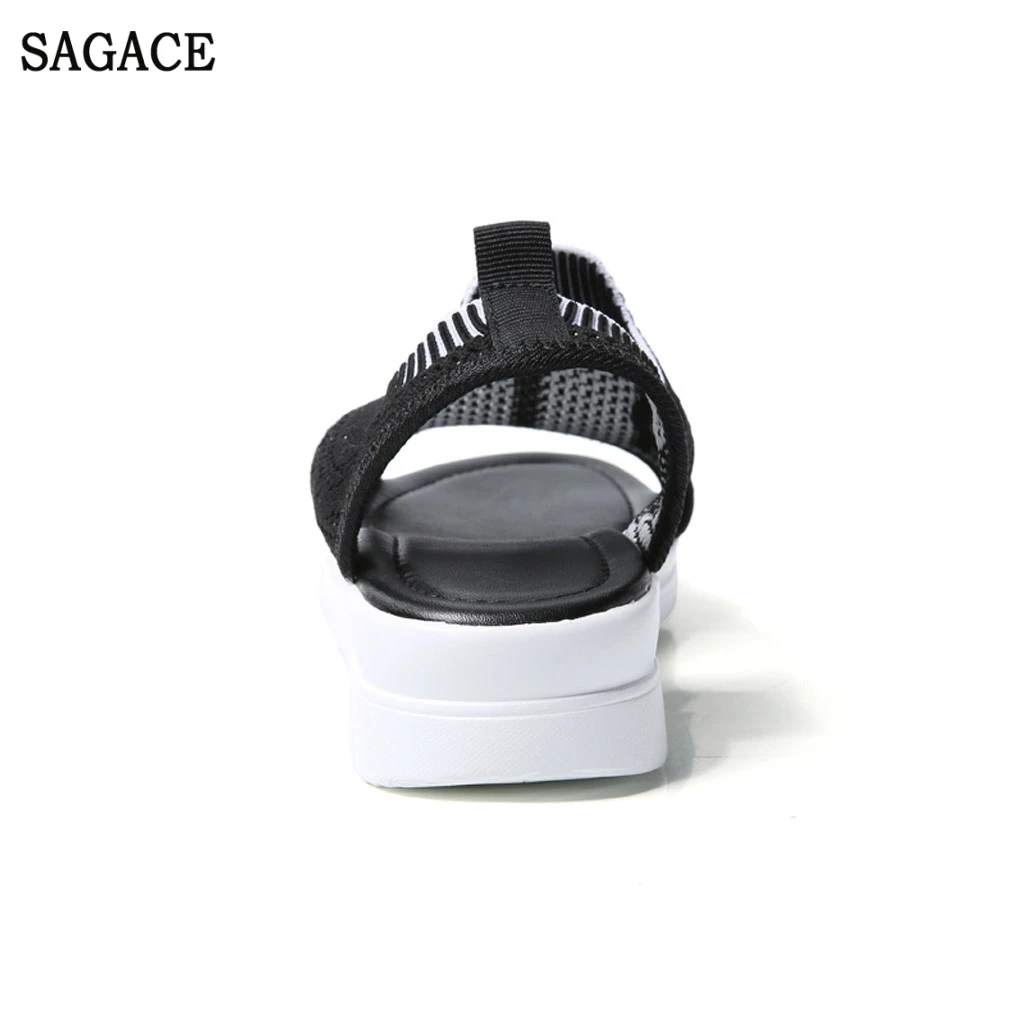Женские шлепанцы на толстой платформе SAGACE черные повседневные сандалии из флока