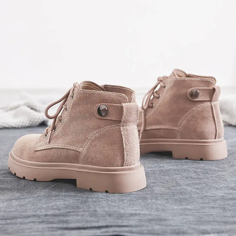 Новые модные женские Ботинки martin; сезон осень-весна; женские зимние ботинки из флока; женские ботинки на плоской резиновой подошве из хлопка