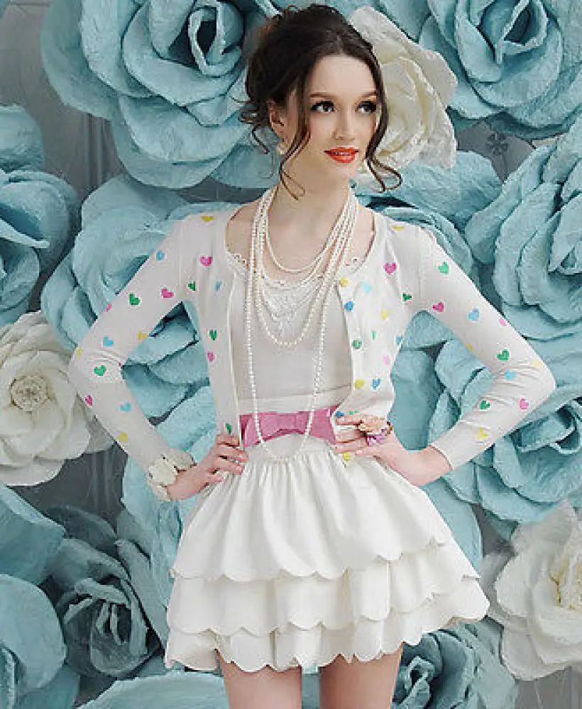 Fashion Elegant Women Love New White Knit Cardigan Slim Fit Tops &amp Blouses |
