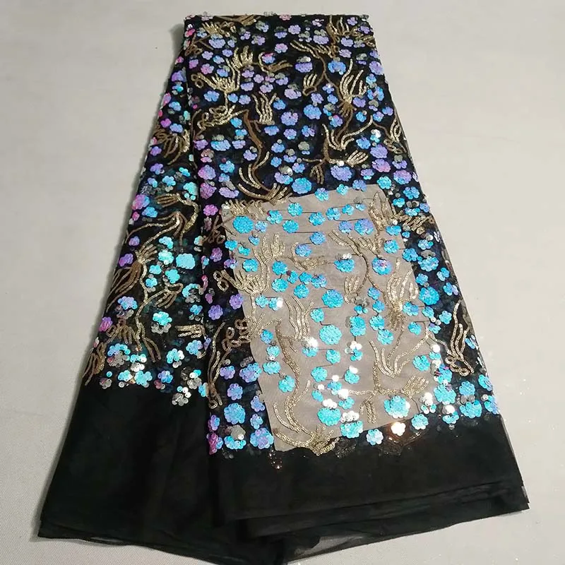 Африканская Высококачественная французская нигерийская сетка с блестками, швейцарская кружевная сетка, ткань для платья, 5 ярдов/партия