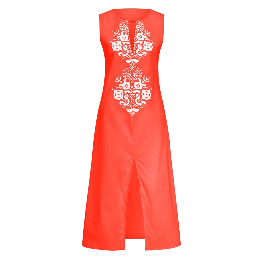 Женское Макси-платье без рукавов длинное мешковатое платье-кафтан с разрезом на