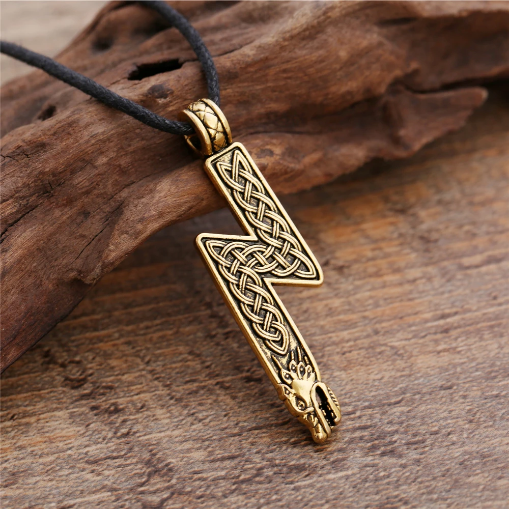 Teamer в стиле норвежских викингов Sowilo с ожерелье подвеской форме руны волчьи