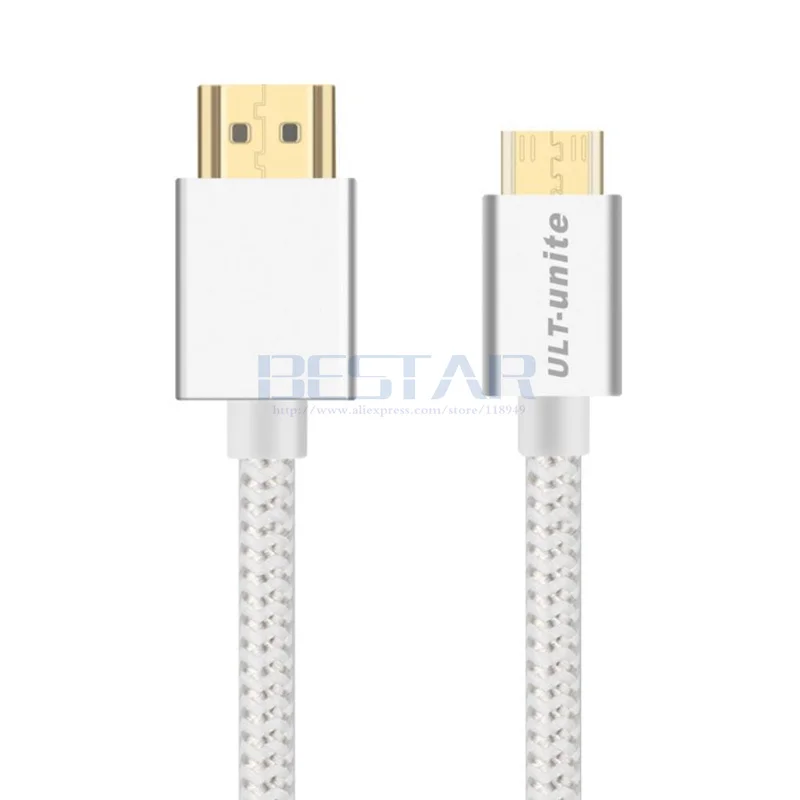 Серебристая оплетка HDMI 2 0 для Mini мужчина к мужчине HD 3D 4K 60Hz кабель V2.0 V 4FT 6FT 10FT
