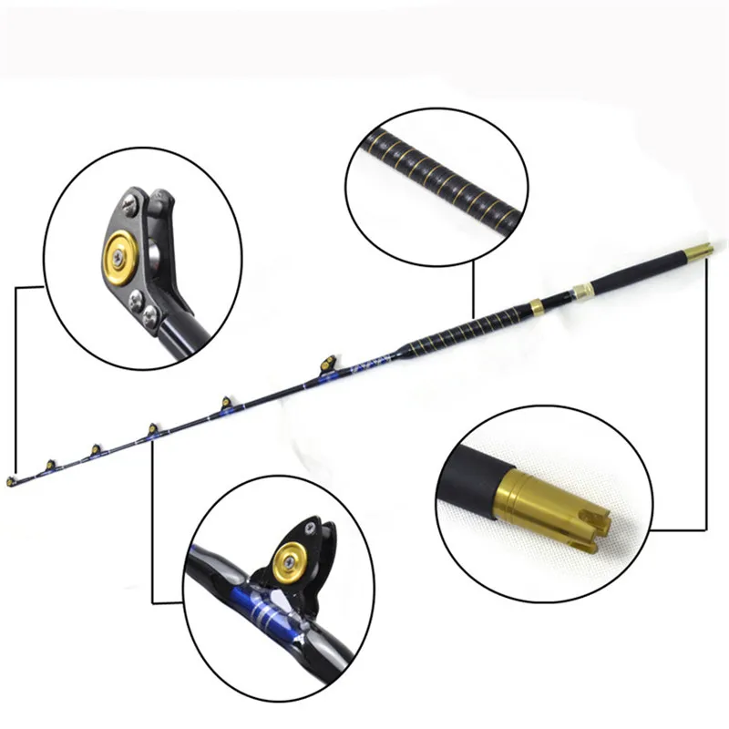 

Boat fishing rod BlueSpear 30lbs 50lbs 5'6" leather fore grip nylon butt trolling fishing rods