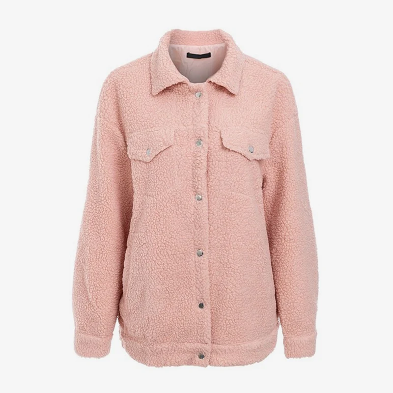 pink MCCKLE женская искусственная куртка из овечьей шерсти пальто осень зима мода уличная теплая куртка Женская свободная Толстая Меховая куртка верхняя одежда - Цвет: pink