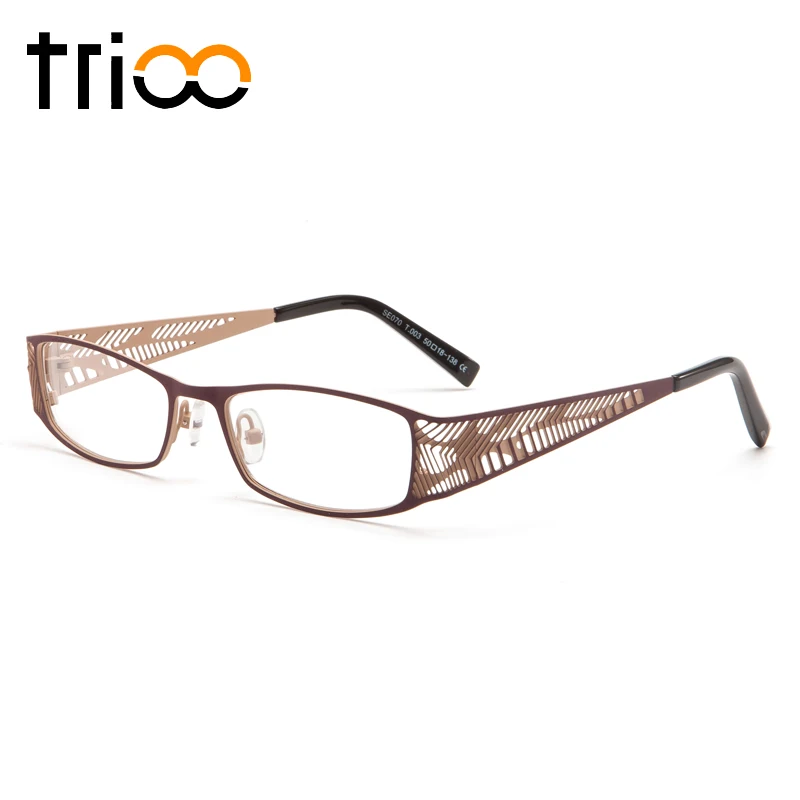 TRIOO Unique Chic Wide Temple Myopia Glasses Hollow Leaf Design Prescription Eyeglasses Oval Clear Diopters Eyewear Optical |