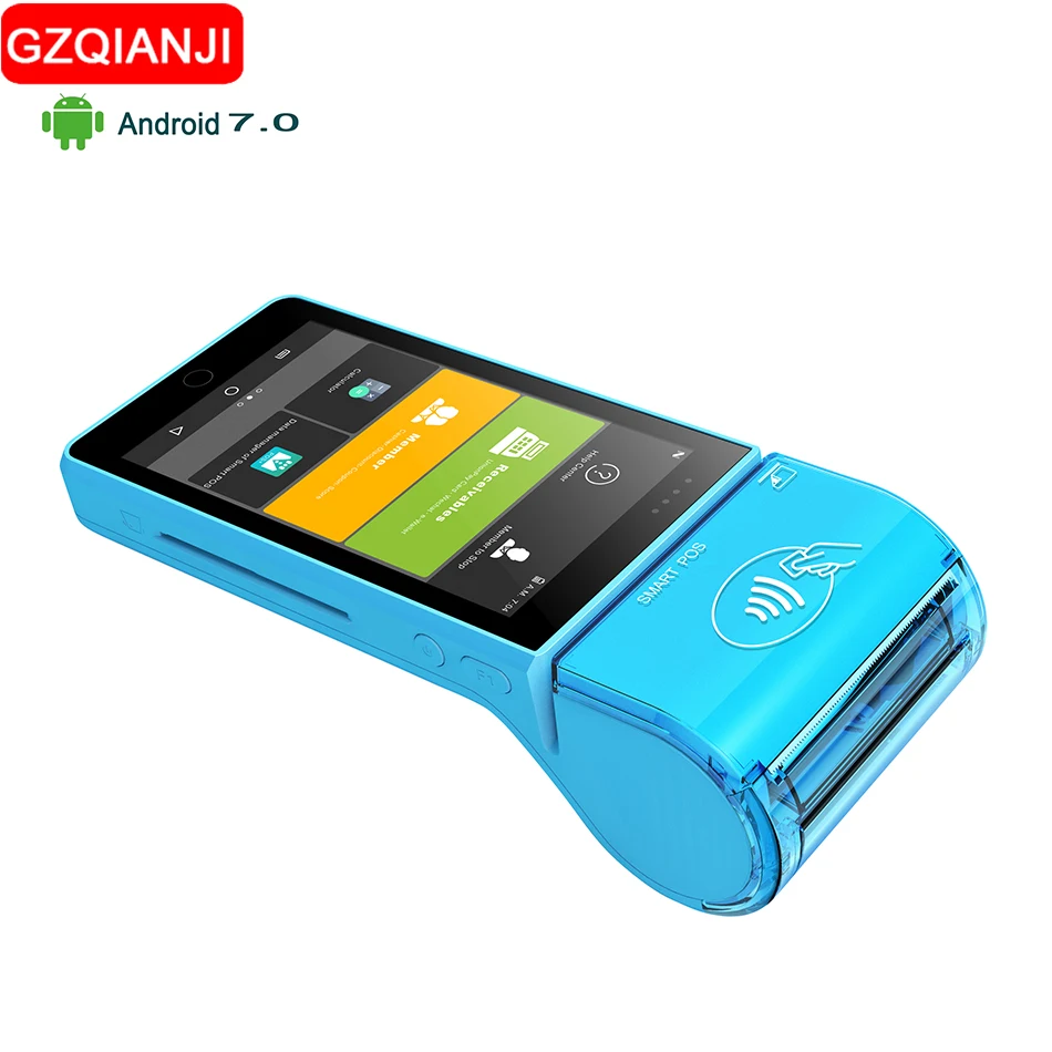 POS терминал PDA с беспроводной Bluetooth Wifi Android 7 0 термопринтером со встроенным и