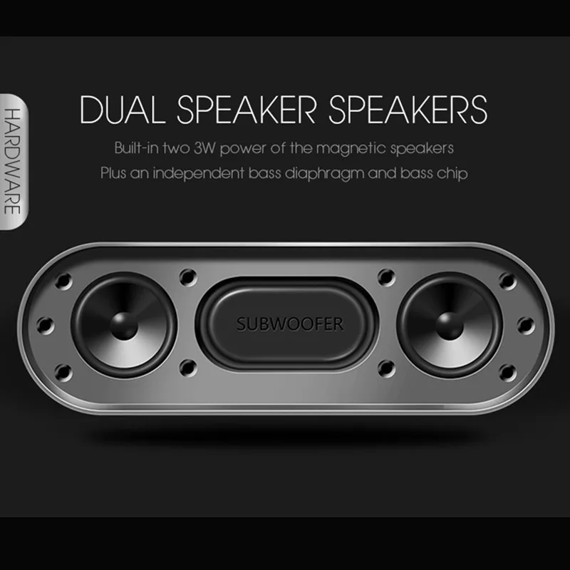Subwoofer Bluetooth Speaker Dual Bass Wireless Stereo Altavoz Metal Column Soundbar Support TF Handsfree Mic for Phone Computer |