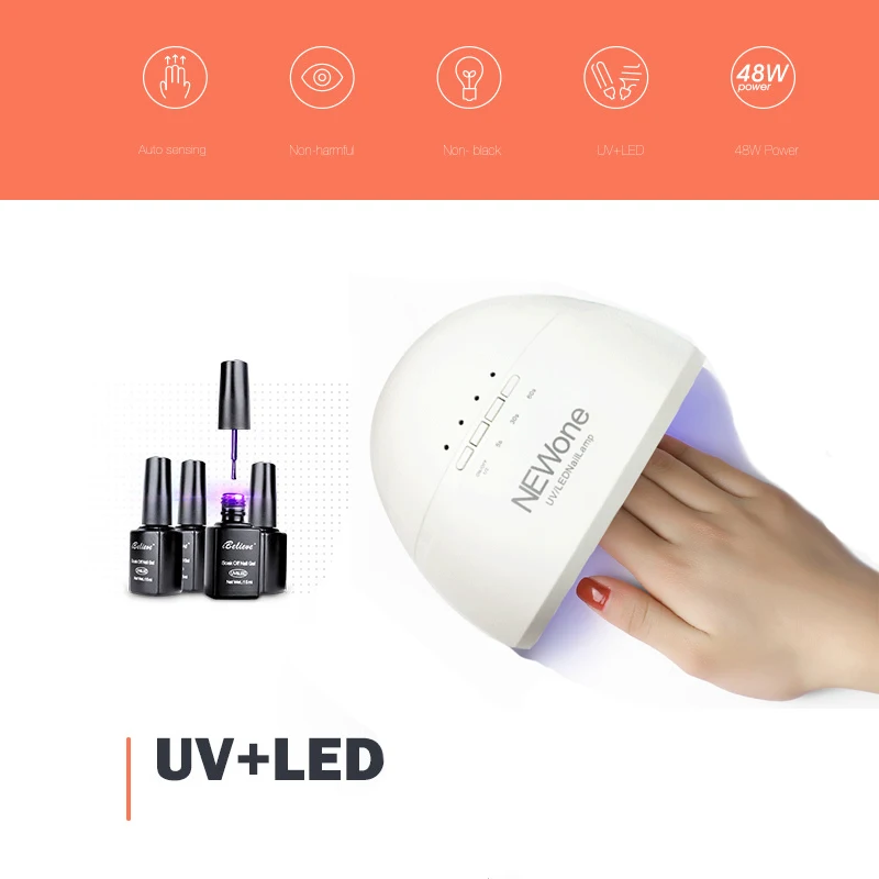 SUN ONE 48 Вт автоматический датчик UVLEDLamp Сушилка для ногтей гель лака 365 405nm двойной