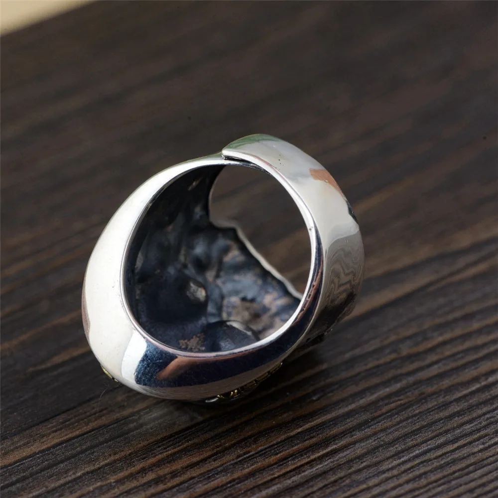 

HFANCYW 925 Silver Retro Thai Silver Army Cap Skull Style Male Silver Ring Opening Ring Vintage Fine Men Silver Jewelry Dropship