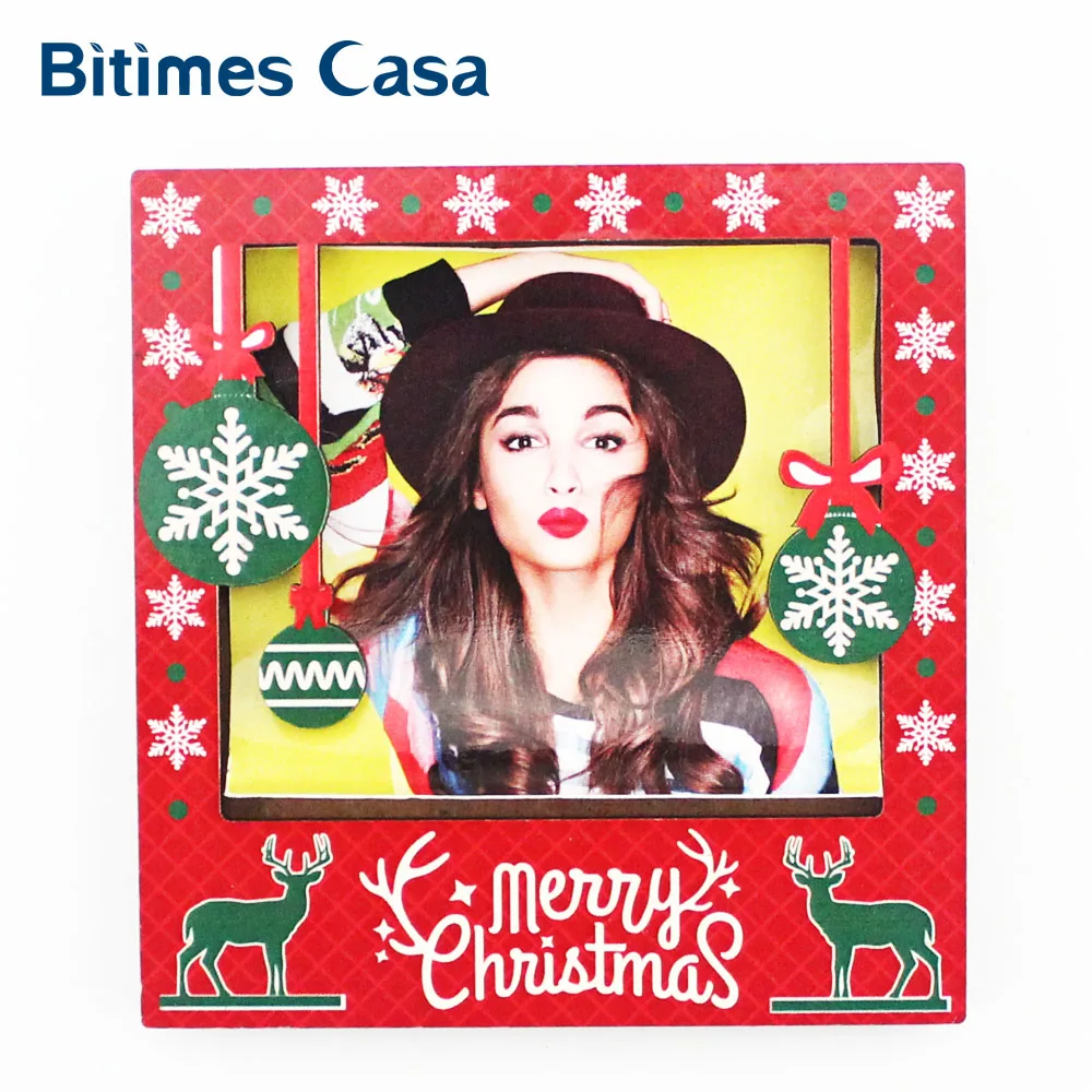 Bitimes Рождественское украшение на холодильник магниты 3D МДФ фоторамка маленький