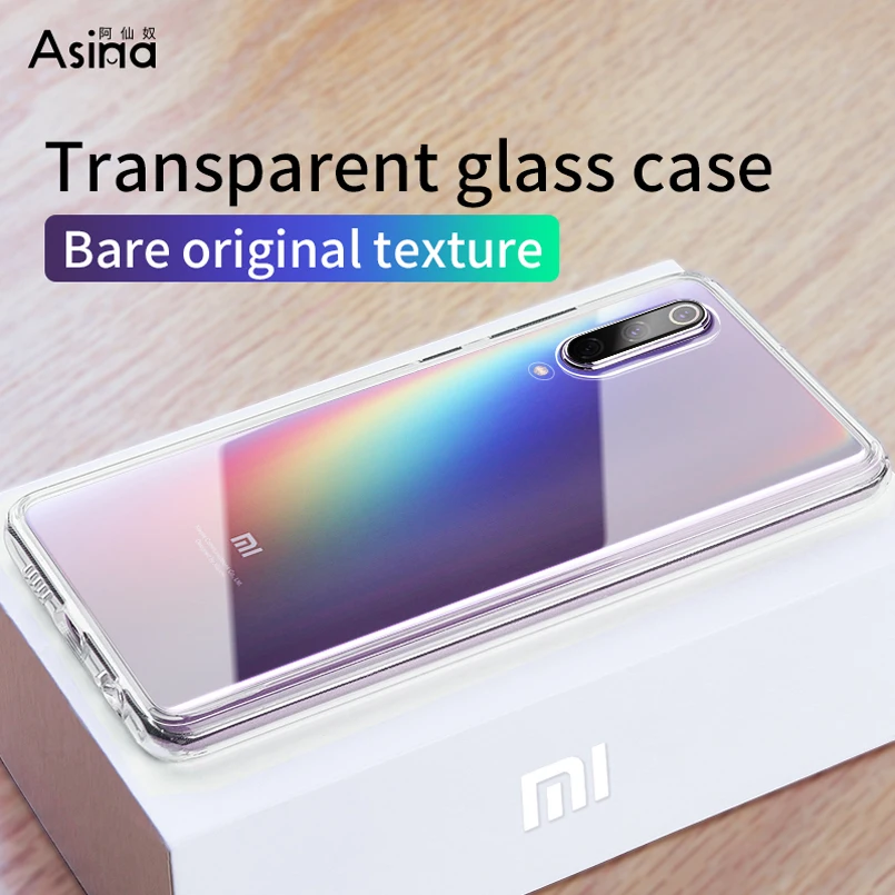 Прозрачный чехол ASINA из закаленного стекла для Xiaomi Mi 9 роскошный противоударный