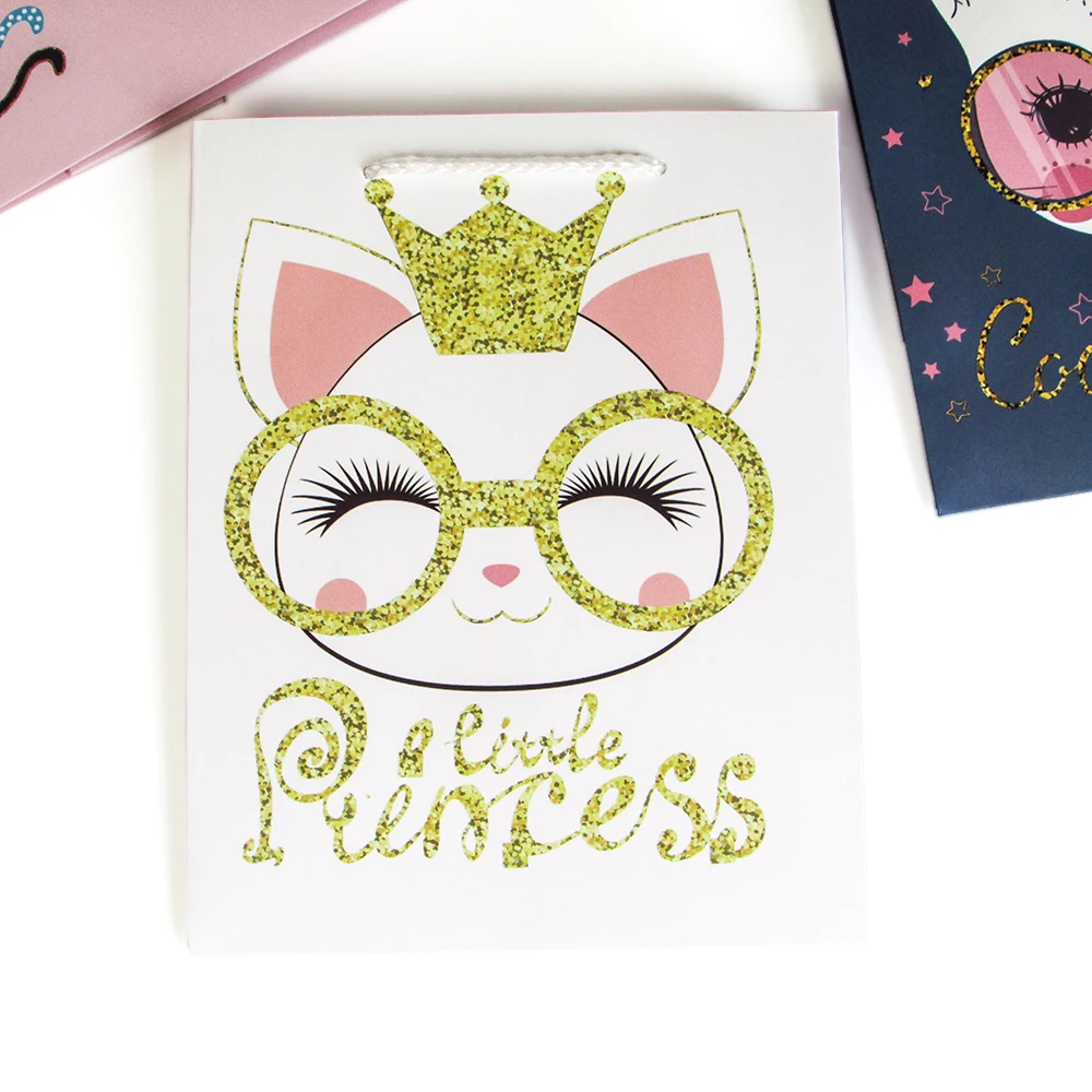 6 шт./лот Подарочная сумка с рисунком кота маленькая принцесса очки кошка