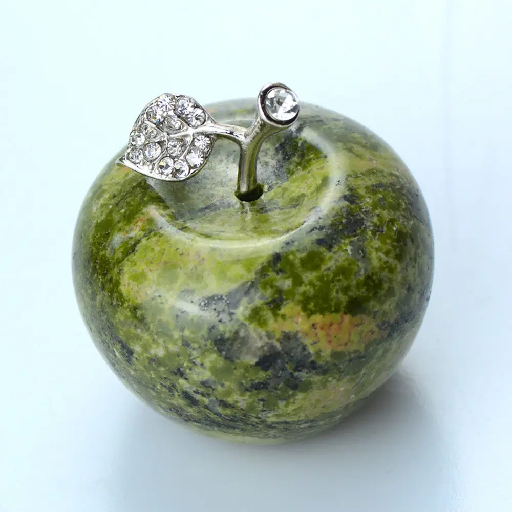 Натуральный клинозизит Хрустальный Paperweight Unakite Jasper статуэтка Apple декор в качестве